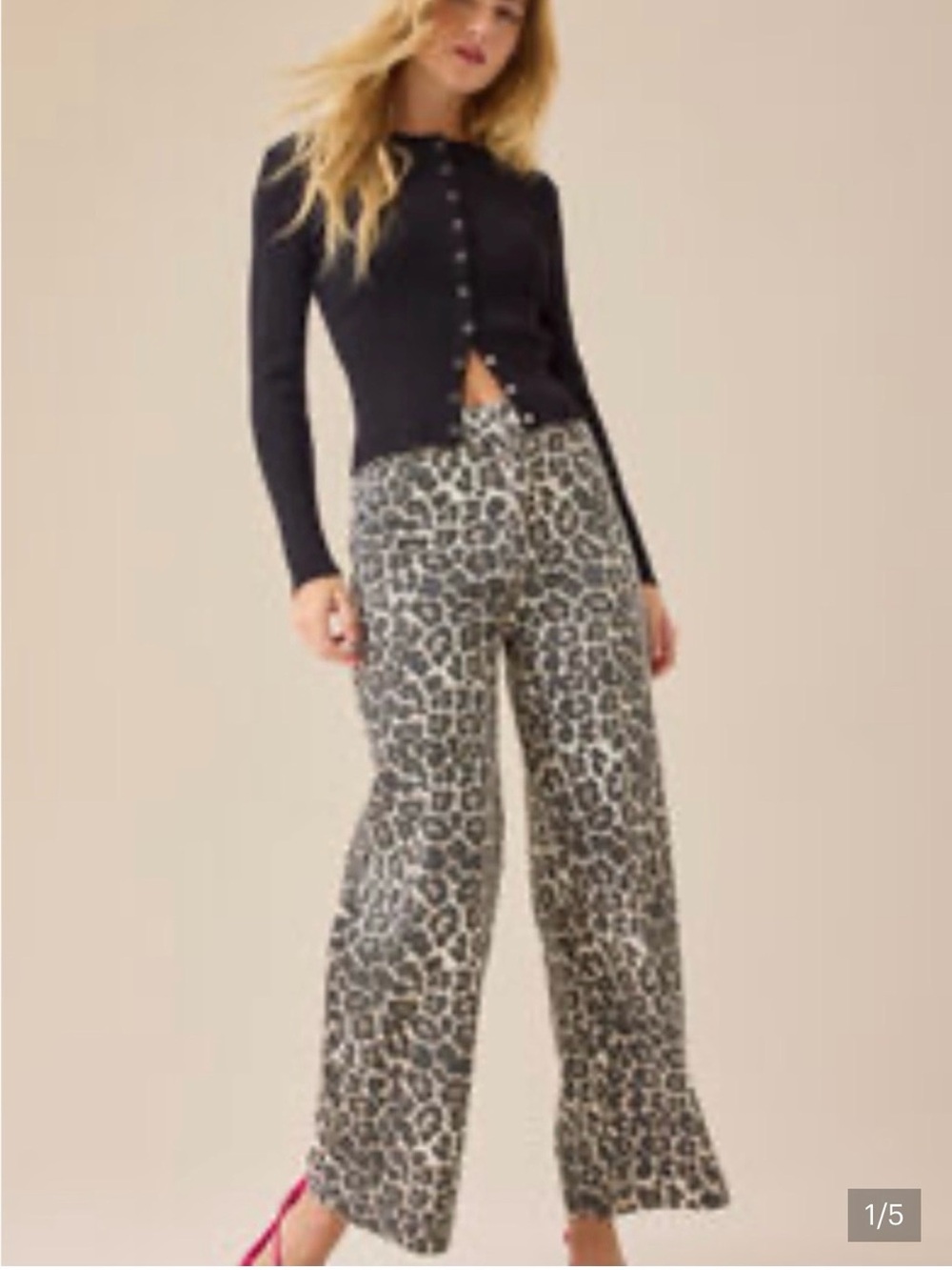 Altar'd State Leopard Print Wide-Leg Pants size M
